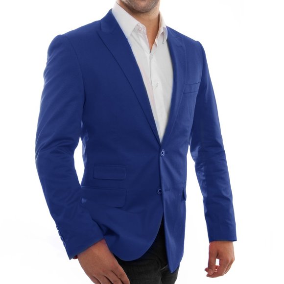 Mens Peak Lapel Blue Jacket Slim Fit